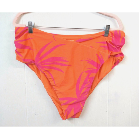 Anthropologie WM Plus 1X Bathing Suit Bottom Orange Pink Lined French Hi Cut - Picture 1 of 4